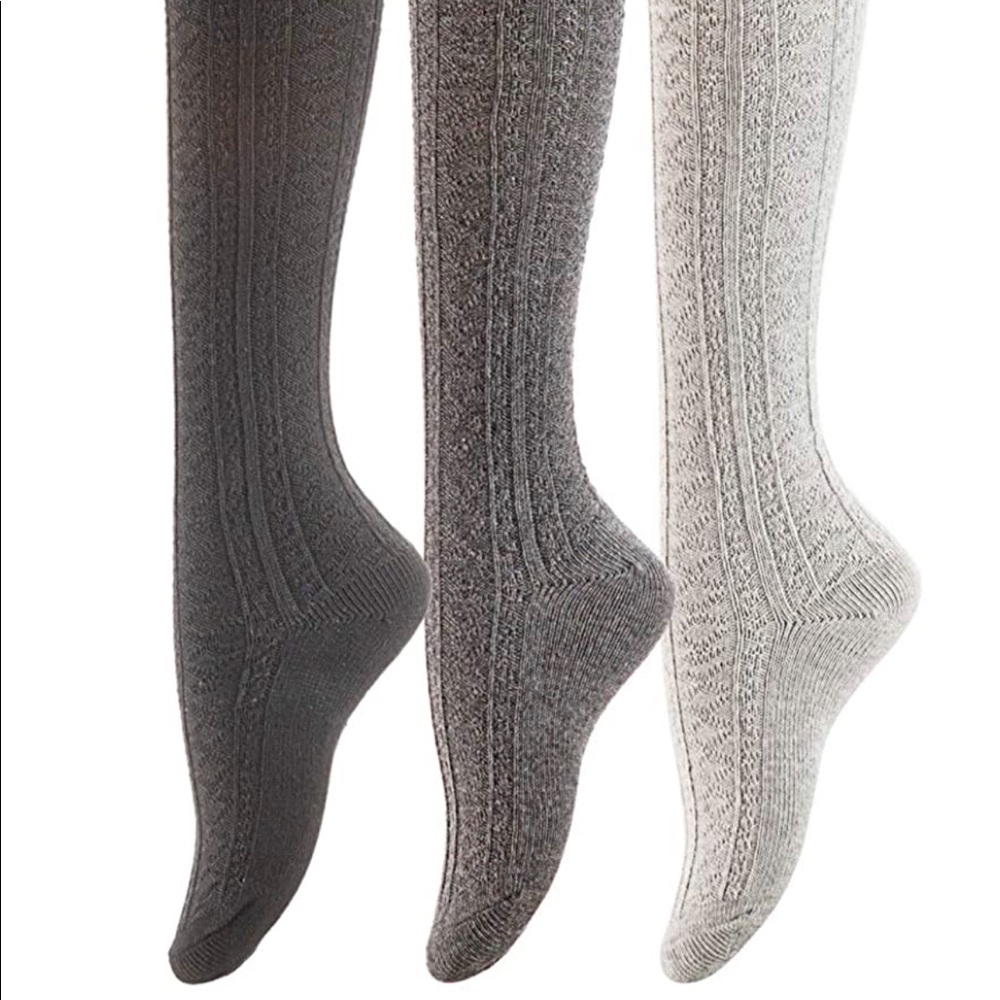 Lovely Annie Big Girl's 3 Pairs Exquisite Thigh High Cotton Socks A1025 Size 6-9